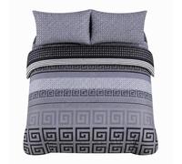 Luxury 4 Piece Bedding Set - Duvet Cover, Fitted Sheet & 2 Pillowcases - Soft, Breathable Fabric - Hotel Quality - Floral/Greek/Jacquard - Machine Washable - Carla Black, King (U.K. Standard)