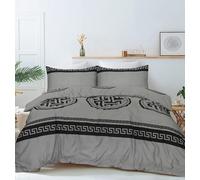 Luxury 4 Piece Cotton Rich Bedding Set - Duvet Cover, Fitted Sheet & 2 Pillowcases - Soft, Breathable Fabric - Hotel Quality - Floral/Greek/Jacquard - Machine Washable (Single, Greek 4)