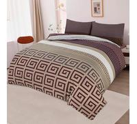 Luxury 4 Piece Egyptian Cotton Bedding Set - Duvet Cover, Fitted Sheet & 2 Pillowcases - Hotel Quality - Geometric/Greek/Damask Patterns - Machine Washable (King (U.K. Standard), Greek Brown)