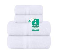 Luxury 4 Piece Towel Bale Set - Includes 2 Bath Towels & 2 Hand Towels - Zero Twist 100% Pure Thick Cotton, Fluffy, Soft, Quick Dry & Highly Absorbent Hotel Quality Bathroom Towels 580 GSM (White)