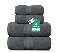 Luxury 4 Piece Towel Bale Set - Includes 2 Bath Towels & 2 Hand Towels - Zero Twist 100% Pure Thick Cotton, Fluffy, Soft, Quick Dry & Highly Absorbent Hotel Quality Bathroom Towels 580 GSM (Charcoal)