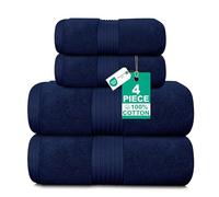 Luxury 4 Piece Towel Bale Set - Includes 2 Bath Towels & 2 Hand Towels - Zero Twist 100% Pure Thick Cotton, Fluffy, Soft, Quick Dry & Highly Absorbent Hotel Quality Bathroom Towels 580 GSM | Navy