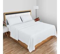 Luxury 400TC 100% Cotton Sateen Super King Flat Sheet (269x295cm) - Pack Of 2 - Soft, Durable & Comfortable Bed Sheet - Easy Care & Long Lasting White Flat Sheets - Ideal for Home, Hotel & Guest Rooms