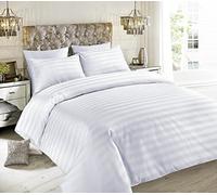 Luxury 400tc Satin Stripe Duvet Cover Set Original 400 Thread Count 100% Egyptian Cotton Hotel Quality Bedding Bed Sets Double King Super King Size Quilt Covers (Stripe White, Super King)