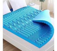 Luxury 4cm Deep Memory Foam Mattress Topper With 7 Zones Pressure Relief - Back Pain Orthopaedic Egg Crate - Blue (King)