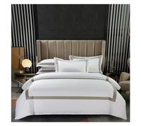 Luxury 600 TC White Hotel Bedding Set Classic Patchwork Duvet Cover Fitted Sheet & Pillowcases King Size 4Piece Premium Bed Set for Elegant Bedrooms