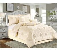 Luxury 7-Piece Jacquard Quilted Bedspread Set - Soft Floral Pattern Bedding, Comforter, Deep Pocket Fitted Sheet, and Decorative Cushions for Elegant and Stylish Bedroom Décor - Emma Grey, King