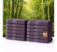 Luxury 700 GSM Bamboo Face Cloths (33 x 33cm) - Pack of 12 - Soft, Hypoallergenic & Antibacterial Wash Cloth - Absorbent & Quick Dry Face Towels - Ideal for Home, Hotel, Gym, Skincare & Spa (Charcoal)