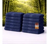 Luxury 700 GSM Bamboo Face Cloths (33x33 cm) - Pack of 12 - Soft, Hypoallergenic & Antibacterial Wash Cloth - Absorbent & Quick Dry Face Towels - Ideal for Home, Hotel, Gym, Skincare & Spa (Navy Blue)