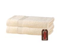 Luxury 700 GSM Bamboo Hand Towel (47 x 85 cm) - Pack of 2 - Ultra Soft, Antibacterial & Hypoallergenic - Super Absorbent Terry Weave - Best Towel for Bathroom & Guest Use (Cream, 2 Hand Towels)
