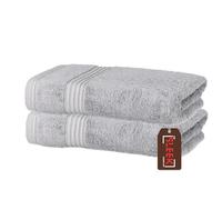 Luxury 700 GSM Bamboo Hand Towel (47 x 85 cm) - Pack of 2 - Ultra Soft, Antibacterial & Hypoallergenic - Super Absorbent Terry Weave - Best Towel for Bathroom & Guest Use (Light Grey, 2 Hand Towels)