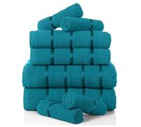 Luxury 8 Pack Boston Bale Set, Extra Soft 100% Egyptian Cotton, Highly Absorbent Towel 450 GSM, TEAL, MAIL BAG