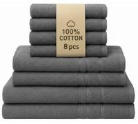 Luxury 8-Piece Towel Bale Set - Plush, Extra Absorbent 100% Egyptian Cotton Bath Towels, Hand Towels & Washcloths - Premium Hotel Quality Bathroom Pack (Charcoal Grey)