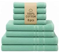 Luxury 8-Piece Towel Bale Set - Plush, Extra Absorbent 100% Egyptian Cotton Bath Towels, Hand Towels & Washcloths - Premium Hotel Quality Bathroom Pack (Aqua/Mint)
