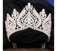 Luxury AB Crystal Opal Tiara Crown For Women Elegant Queen Princess Tiara Wedding Party Hair Dress Jewelry silver