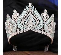 Luxury AB Crystal Opal Tiara Crown For Women Elegant Queen Princess Tiara Wedding Party Hair Dress Jewelry silver EN8 opal