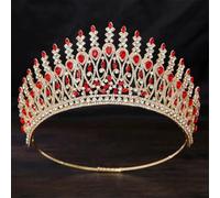 Luxury AB Crystal Tiara For Women Girls Wedding Party Queen Princess Rhinestone Gift Crown Hair Dress Jewelry gold red