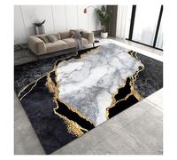 Luxury Abstract Marble Geometric Area Rug, Non-Slip Flannel Indoor Carpet For Living Room, Bedroom, Office Durable Soft And Noise-Reducing Design(Black,160 * 230cm)