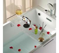 Luxury Acrylic Bathtub Tray Caddy with Metal Handles - Waterproof Spa Shelf for Relaxing Baths & Bathroom Accessories for Self-Care and Relaxation