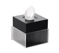Luxury Acrylic Tissue Box Holder for Home & Hotel, Elegant Black Square Tissue Dispenser, Creative Roll Paper Tissue Cover, Modern Décor Accessory.