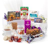 Luxury Afternoon Tea Hamper - Food Gift with Genoa Fruit Cake, Fudge, Shortbread & English Tea - Luxury Food Hamper for Family & Friends by Hattie's Gifts