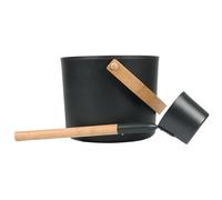 Luxury Aluminium Finnish Sauna Bucket with Handle Spoon Set along Sauna Barrel Down | 7L Matching Sauna Barrel Sauna Accessories | Matching Key Barrel Barrel Set