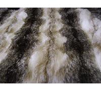 Luxury Animal Faux Fur Fabric Material - Brown & White Wolf, 1Mtr - 150cmx100cm