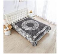 Luxury Apollo Greek Key Mink Fleece Blanket - Ultra Soft, Warm & Cozy Decorative Throw for Sofa, Bed & Travel - Premium Quality Lightweight All-Season Comforter (charcoal, King (200 x 240))