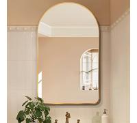 Luxury Arched Wall Mirror 60x100cm Lightweight Gold/Black Aluminum Frame 5mm CopperFree Silver Glass Vertical Hanging Elegant Home Decor (Gold 50x80cm)