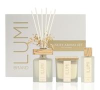 Luxury Aroma Gift Set | Peony Garden Scent - Reed Diffuser (200ml), Wood Wick Soy Candle (200g), Room Spray (50ml) | Includes Dried Flowers & 8 Reeds | Luxurious Fragrance for Home Décor | Great Gifts