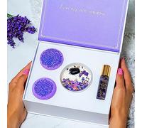 Luxury Aromatherapy Pamper Spa Gift Set- 30 Hrs Lavender Soy Candle with Amethyst Crystals, Essential Oil Roller, and Shower Steamers - Ideal Womens Gifts for Self Care and Relaxation