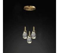 Luxury Art Crystal Chaner LED Modern Minimalist All Copper Pendent Lamp Living Room Dining Room Bedroom Bedside Pendant Light Indoor Hanging,Single Chaner