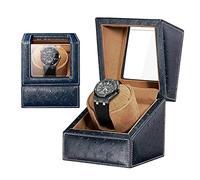 Luxury Automatic Single Watch Winder Box with Quiet Motor - Premium Solid Wood Piano Exterior and PU Leather Watch Pillows Battery Powered Or AC Adapter (A)