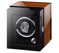 Luxury Automatic Single Watch Winder for Men's and Women's Watches Watch Display Case with Piano Paint Exterior LED Light Silent Motor Ebony (Ebony)