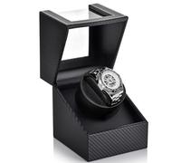 Luxury Automatic Watch Winder Box: 1 Slot Carbon Fiber PU Leather Winder | Single Watch Winder with Bi-Directional Rotation, Adjustable Pillows - Gift for Women and Men Mechanical Watch