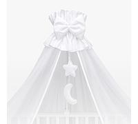 Luxury Baby Cot Bed Crown Canopy/Mosquito Net 480 cm Only - Broderie Anglaise (Moon White)