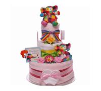 Luxury Baby Girl Elmer The Elephant Nappy Cake
