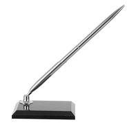 Luxury Ballpoint Signing Pen with Silver Metal Tip and Black Acrylic Rectangular Base - Stylish Desktop Business Counter Pen for Office, Guest Book, and Bank Use