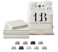 Luxury Bamboo Market | King Size Bed Sheet Set | 100% Viscose Made from Bamboo | Organically Grown | Ultra Soft | Cooling Sheets for Hot Sleepers | 17" Deep Pocket [Opulent Ivory]