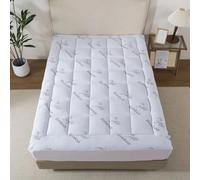 Luxury Bamboo Mattress Topper 5 cm Deep Breathable Thick Comfort Mattress Pad with 30 cm Skirt - Hypoallergenic, Soft & Durable (Single/Double/King/Super King) (King)