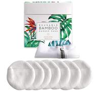 Luxury Bamboo Reusable Makeup Remover Pads, NYC, USA Brand (14 Pack), Four Layer Face Pads with Pocket,Eco-Conscious Makeup Remover Pads,Includes Mesh Washing Bag (White)