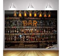 Luxury Bar Backdrop Cafe Restaurant Club Wine Bottle Drink Vintage Wine Shelf Tavern Counter 1920 Party Background