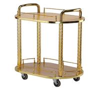 Luxury Bar Serving Cart on Wheels for Hotel & Restaurant Fully Assembled Gold Drinks Trolley Elegant Liquor & Tea Serving Cart for 5 Star Clubs & Bars.