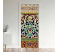 Luxury Baroque Doorway Curtain Vintage Floral Damask Door Curtain, Victorian Style Botanical Leaves Flowers Blackout Curtain for Adults Men Women Elegant European Door Drape, 1 Panel, 34"W X 80"L