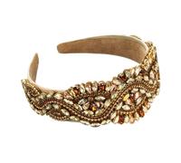 Luxury Baroque Super Flashing Gemstone Headbands Fashion Hair Accessories Women Full Diamond Wide-brimmed Hairband Hair Hoop(Champagne)