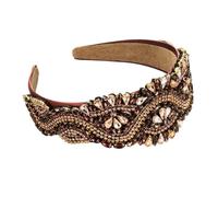 Luxury Baroque Super Flashing Gemstone Headbands Fashion Hair Accessories Women Full Diamond Wide-brimmed Hairband Hair Hoop(Coffee)