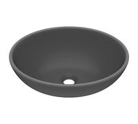 vidaXL Luxury Basin Oval-shaped Matt Dark Brown Ceramic Bathroom Vanity Sink
