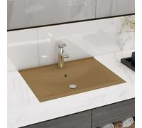 Luxury Basin with Faucet Hole Matt Cream 60x46 cm Ceramic