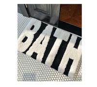 Luxury Bath Mat with Bold BATH Design, Non-Slip TPR Backing, Soft Plush Memory Foam Bathroom Rug, Highly Absorbent & Quick Dry Washable Floor Mat 50x80cm, White & Black