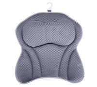 Luxury Bath Pillow, Ergonomic 4D Premium bathtub pillow with Shoulder, Neck, head and Back Support, Air Mesh Bathtub Pillows with 6 Suction Cups Fits All Bathtub Hot Tub and Home Spa (Grey)